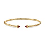 David Yurman Micro Cablespira® Flex Bracelet In 18ct Yellow Gold With Rhodolite Garnets, 2.6mm
