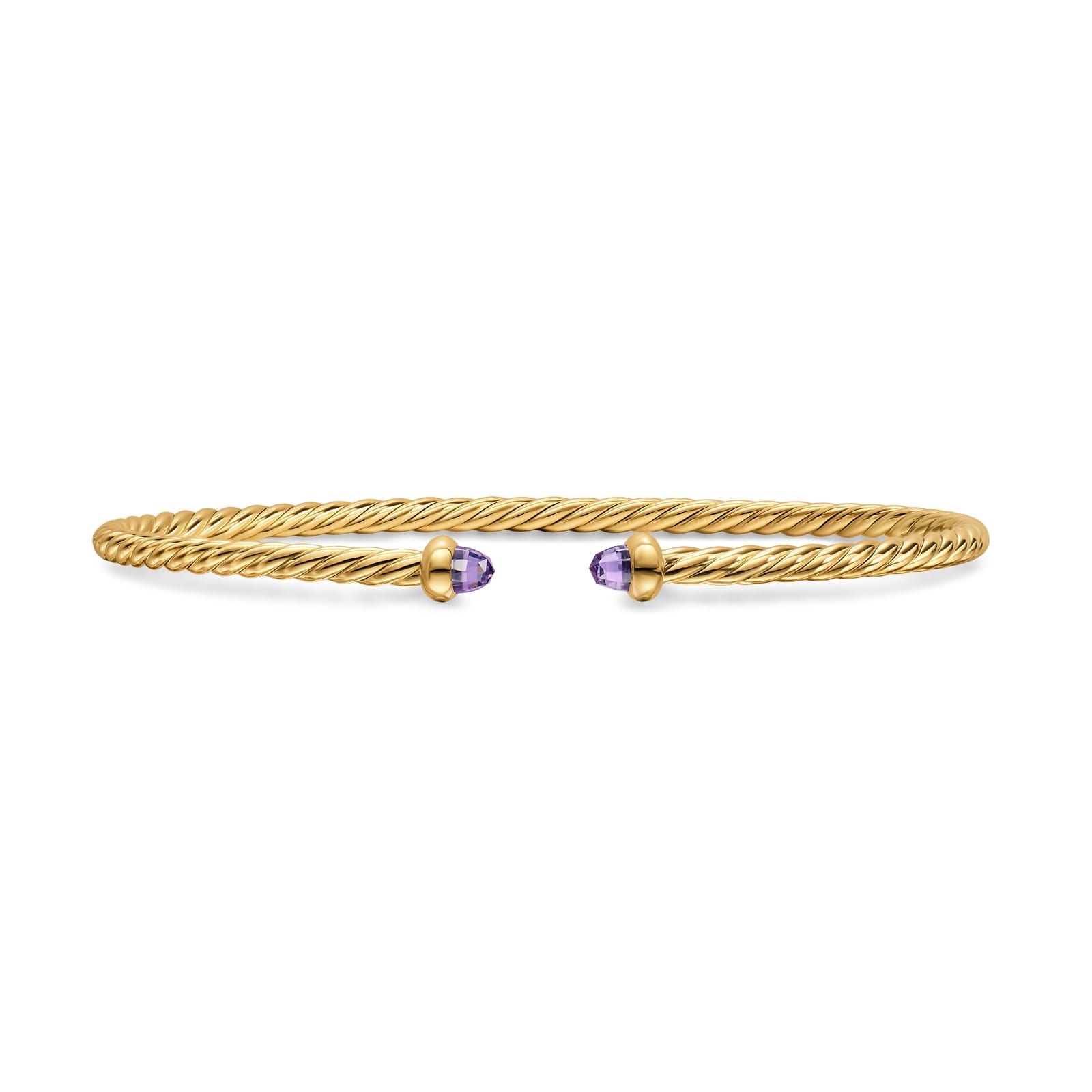 David Yurman Micro Cablespira® Flex Bracelet In 18ct Yellow Gold With Amethyst, 2.6mm