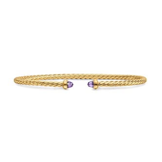 David Yurman Micro Cablespira® Flex Bracelet In 18ct Yellow Gold With Amethyst, 2.6mm