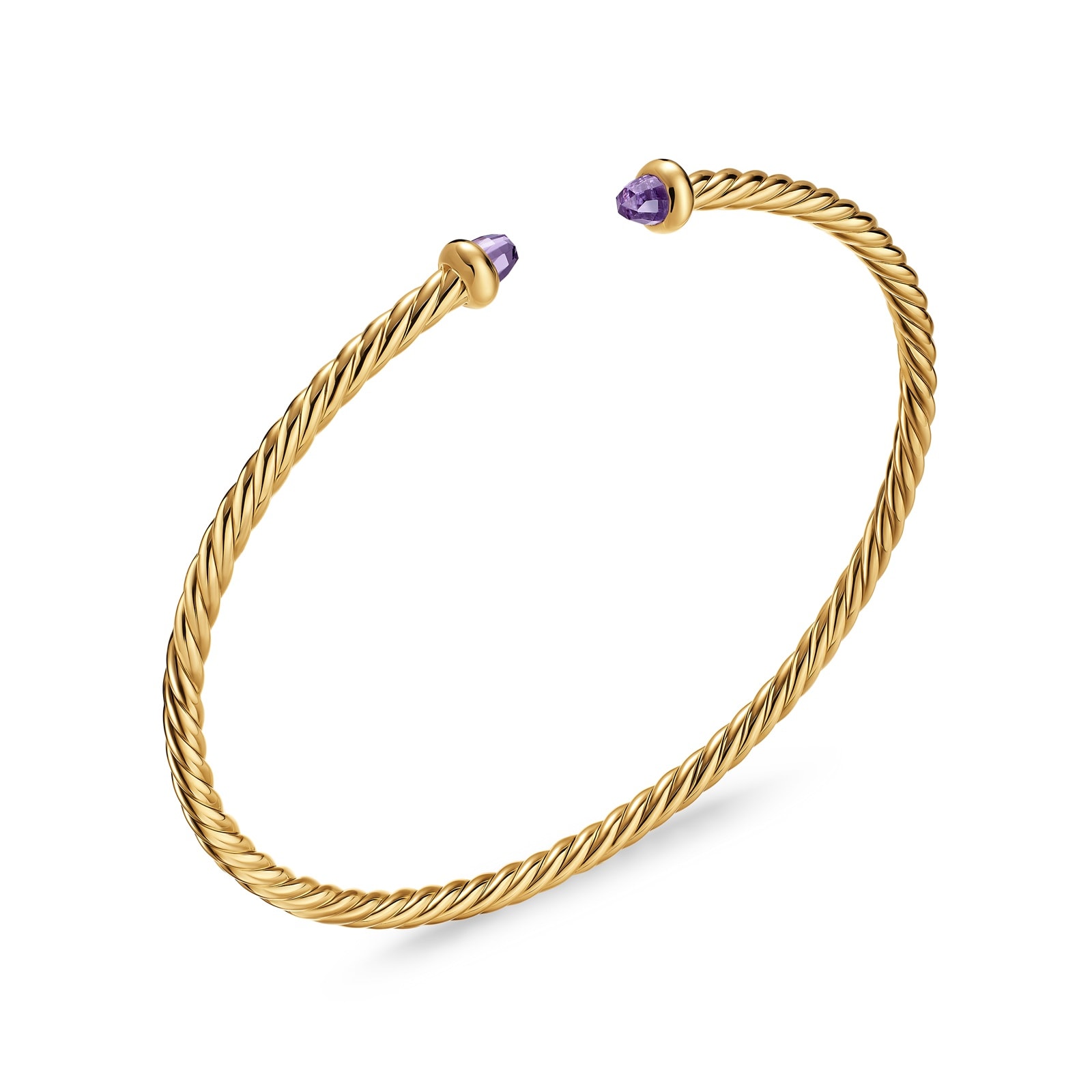 David Yurman Micro Cablespira® Flex Bracelet In 18ct Yellow Gold With Amethyst, 2.6mm