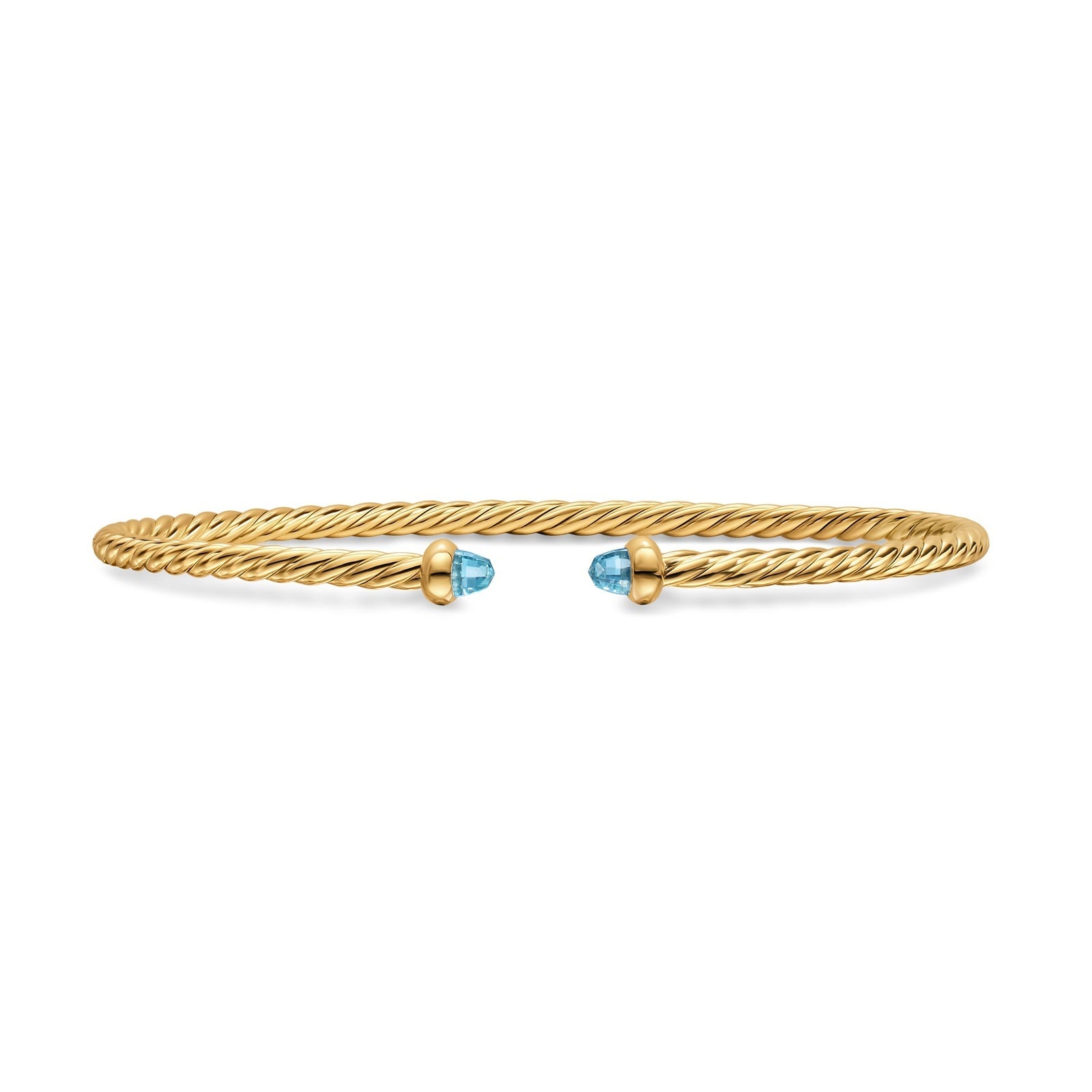 David Yurman Micro Cablespira® Flex Bracelet In 18ct Yellow Gold With Blue Topaz, 2.6mm