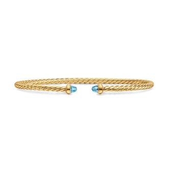 David Yurman Micro Cablespira® Flex Bracelet In 18ct Yellow Gold With Blue Topaz, 2.6mm