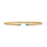 David Yurman Micro Cablespira® Flex Bracelet In 18ct Yellow Gold With Blue Topaz, 2.6mm - Size Medium
