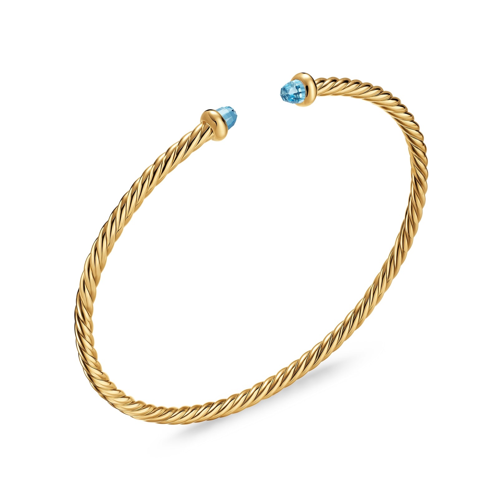 David Yurman Micro Cablespira® Flex Bracelet In 18ct Yellow Gold With Blue Topaz, 2.6mm