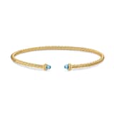 David Yurman Micro Cablespira® Flex Bracelet In 18ct Yellow Gold With Blue Topaz, 2.6mm - Size Medium