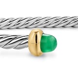 David Yurman Micro Cable Flex® Bracelet In Sterling Silver With 14ct Yellow Gold And Emeralds, 2.6mm - Size Medium