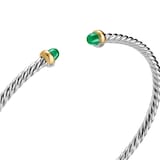 David Yurman Micro Cable Flex® Bracelet In Sterling Silver With 14ct Yellow Gold And Emeralds, 2.6mm - Size Medium
