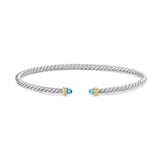 David Yurman Micro Cable Flex® Bracelet In Sterling Silver With 14ct Yellow Gold And Blue Topaz, 2.6mm