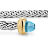 David Yurman Micro Cable Flex® Bracelet In Sterling Silver With 14ct Yellow Gold And Blue Topaz, 2.6mm