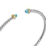 David Yurman Micro Cable Flex® Bracelet In Sterling Silver With 14ct Yellow Gold And Blue Topaz, 2.6mm