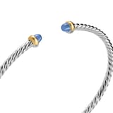 David Yurman Micro Cable Flex® Bracelet In Sterling Silver With 14ct Yellow Gold And Blue Sapphires, 2.6mm - Size Small