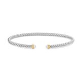 David Yurman Micro Cable Flex® Bracelet In Sterling Silver With 14ct Yellow Gold And Pearls, 2.6mm