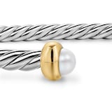 David Yurman Micro Cable Flex® Bracelet In Sterling Silver With 14ct Yellow Gold And Pearls, 2.6mm