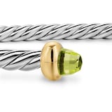David Yurman Micro Cable Flex® Bracelet In Sterling Silver With 14ct Yellow Gold And Peridot, 2.6mm - Size Small