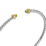 David Yurman Micro Cable Flex® Bracelet In Sterling Silver With 14ct Yellow Gold And Peridot, 2.6mm - Size Small