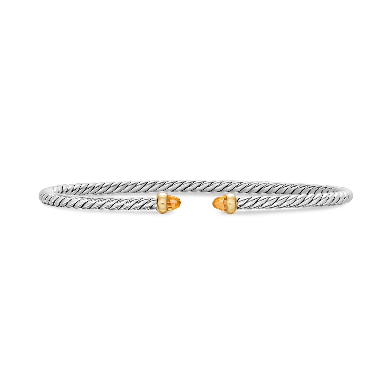 David Yurman Micro Cable Flex® Bracelet In Sterling Silver With 14ct Yellow Gold And Citrine, 2.6mm