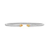 David Yurman Micro Cable Flex® Bracelet In Sterling Silver With 14ct Yellow Gold And Citrine, 2.6mm