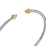 David Yurman Micro Cable Flex® Bracelet In Sterling Silver With 14ct Yellow Gold And Citrine, 2.6mm