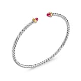 David Yurman Micro Cable Flex® Bracelet In Sterling Silver With 14ct Yellow Gold And Rubies, 2.6mm