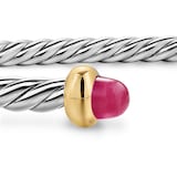 David Yurman Micro Cable Flex® Bracelet In Sterling Silver With 14ct Yellow Gold And Rubies, 2.6mm