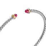 David Yurman Micro Cable Flex® Bracelet In Sterling Silver With 14ct Yellow Gold And Rubies, 2.6mm