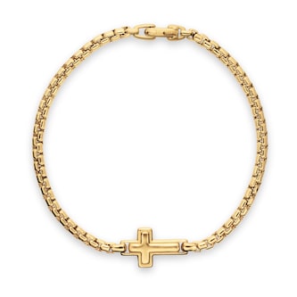 David Yurman Cross Station Box Chain Bracelet In 18ct Yellow Gold, 3.4mm David Yurman Cross Station Box Chain Bracelet In 18ct Yellow Gold, 3.4mm