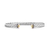 David Yurman Cable Cuff Bracelet In Sterling Silver With 14ct Yellow Gold And Black Diamonds, 6mm - Size Medium