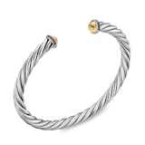 David Yurman Cable Cuff Bracelet In Sterling Silver With 14ct Yellow Gold And Black Diamonds, 6mm - Size Medium