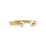 David Yurman Micro Cablespira® Flex Open Ring In 18ct Yellow Gold With Pearl, 2.5mm