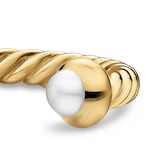 David Yurman Micro Cablespira® Flex Open Ring In 18ct Yellow Gold With Pearl, 2.5mm