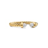David Yurman Micro Cablespira® Flex Open Ring In 18ct Yellow Gold With Pavé Diamond Domes, 2.5mm
