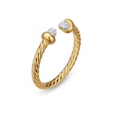 David Yurman Micro Cablespira® Flex Open Ring In 18ct Yellow Gold With Pavé Diamond Domes, 2.5mm