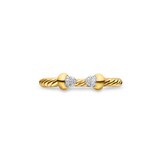 David Yurman Micro Cablespira® Flex Open Ring In 18ct Yellow Gold With Pavé Diamond Domes, 2.5mm