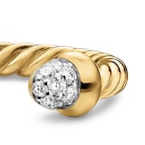 David Yurman Micro Cablespira® Flex Open Ring In 18ct Yellow Gold With Pavé Diamond Domes, 2.5mm