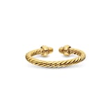 David Yurman Micro Cablespira® Flex Open Ring In 18ct Yellow Gold With Pavé Diamond Domes, 2.5mm