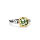 David Yurman DY Mercer® Stone Ring In Sterling Silver With 18ct Yellow Gold And Prasiolite, 7mm