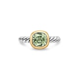 David Yurman DY Mercer® Stone Ring In Sterling Silver With 18ct Yellow Gold And Prasiolite, 7mm