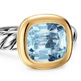 David Yurman DY Mercer® Stone Ring In Sterling Silver With 18ct Yellow Gold And Blue Topaz, 10mm