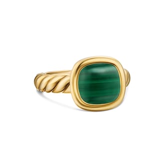 David Yurman DY Mercer® Stone Ring In 18ct Yellow Gold With Malachite, 10mm