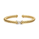 David Yurman Cablespira X Flex Bracelet In 18ct Yellow Gold With Diamonds, 6mm - Size Medium