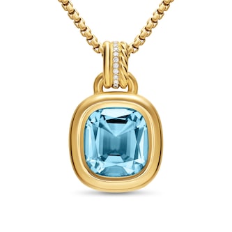 David Yurman DY Mercer® Colour Amulet In 18ct Yellow Gold With Sky Blue Topaz And Diamonds, 13mm David Yurman DY Mercer® Colour Amulet In 18ct Yellow Gold With Sky Blue Topaz And Diamonds, 13mm