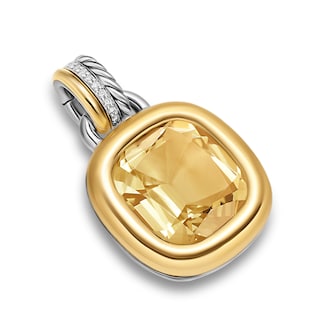 David Yurman DY Mercer® Colour Amulet In Sterling Silver With 18ct Yellow, Citrine & Diamonds, 13mm David Yurman DY Mercer® Colour Amulet In Sterling Silver With 18ct Yellow, Citrine & Diamonds, 13mm