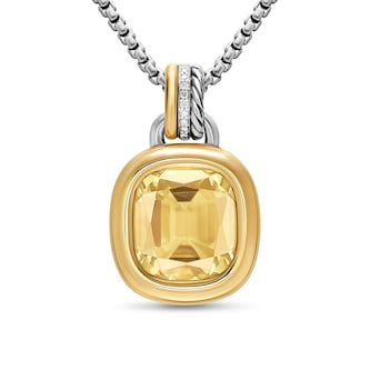 David Yurman DY Mercer® Colour Amulet In Sterling Silver With 18ct Yellow, Citrine & Diamonds, 13mm David Yurman DY Mercer® Colour Amulet In Sterling Silver With 18ct Yellow, Citrine & Diamonds, 13mm