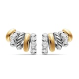 David Yurman DY Mercer® Multi Hoop Climber Earrings In Sterling Silver With 18ct Yellow Gold And Diamonds, 20.6mm