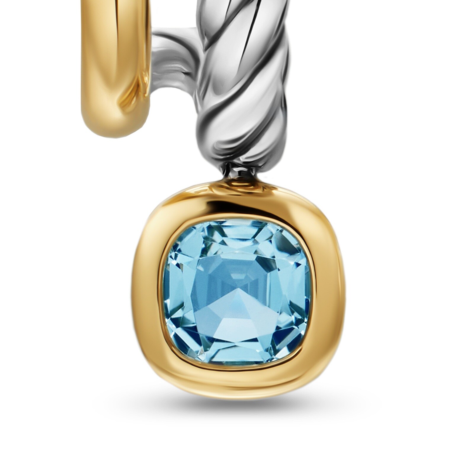 David Yurman DY Mercer® Two Row Drop Earrings In Sterling Silver With 18ct Yellow Gold And Sky Blue Topaz, 19.5mm David Yurman DY Mercer® Two Row Drop Earrings In Sterling Silver With 18ct Yellow Gold And Sky Blue Topaz, 19.5mm