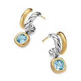 David Yurman DY Mercer® Two Row Drop Earrings In Sterling Silver With 18ct Yellow Gold And Sky Blue Topaz, 19.5mm