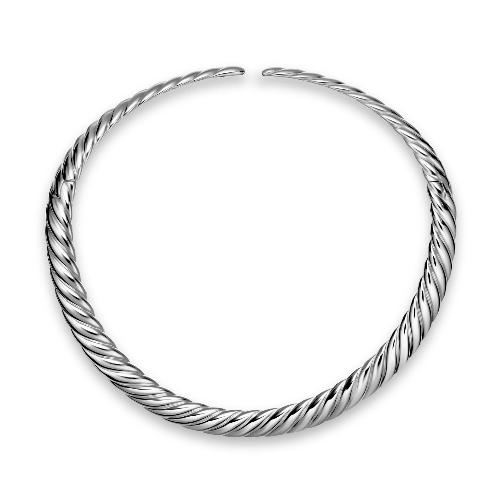 David Yurman Sculpted Cable Flex Necklace In Sterling Silver, 11mm David Yurman Sculpted Cable Flex Necklace In Sterling Silver, 11mm