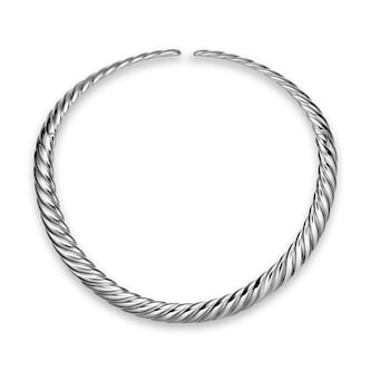 David Yurman Sculpted Cable Flex Necklace In Sterling Silver, 11mm David Yurman Sculpted Cable Flex Necklace In Sterling Silver, 11mm