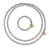 David Yurman DY Mercer® Convert Necklace In Sterling Silver With 18ct Yellow Gold And Diamonds, 8mm