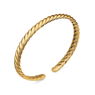 David Yurman Sculpted Cable Flex Bracelet In 18ct Yellow Gold, 5mm David Yurman Sculpted Cable Flex Bracelet In 18ct Yellow Gold, 5mm